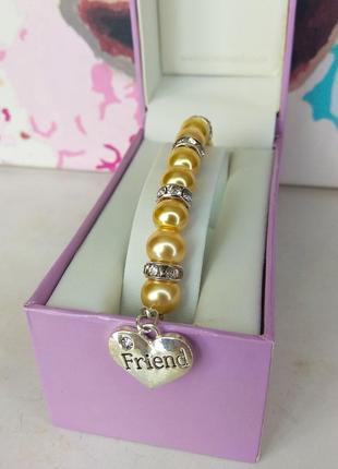 Жіночий посріблений браслет з підвіскою "friend"