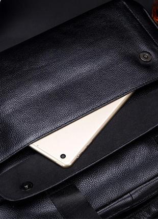 Чоловічий портфель із натуральної шкіри шкіряний портфель чоловічий сумка-портфель чоловічий для ноутбука чорний8 фото