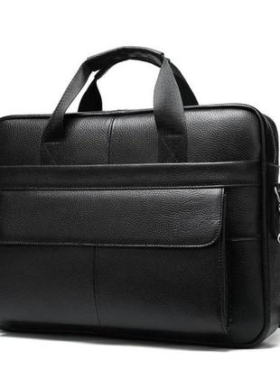 Чоловічий портфель із натуральної шкіри шкіряний портфель чоловічий сумка-портфель чоловічий для ноутбука чорний