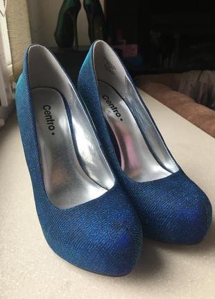 Туфли нарядные синие5 фото