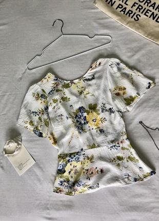 Блуза warehouse 💐блуза с открытой спиной, натуральная ткань, блуза тележки1 фото
