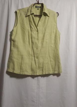 Літня знижка салатова  блузка  льон нова