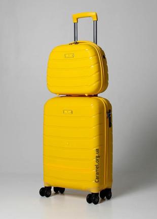 Набор из 4-х чемоданов франция полипропилен с расширением большой , средний, малый, кейс snowball 61303 жёлтый5 фото