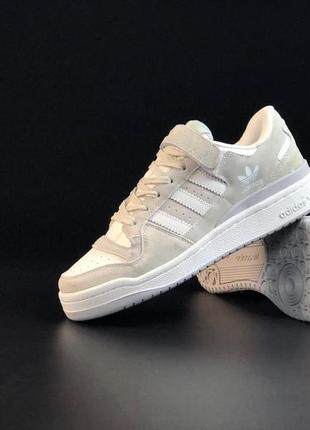 Мужские кроссовки adidas forum low замшевые серые белые3 фото