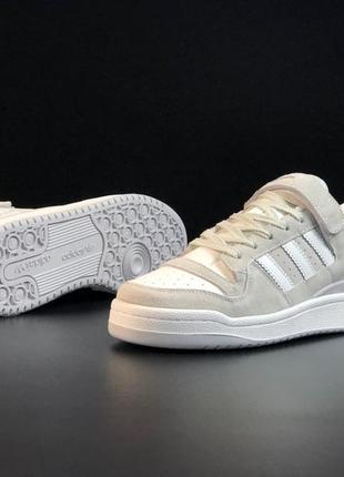 Мужские кроссовки adidas forum low замшевые серые белые4 фото