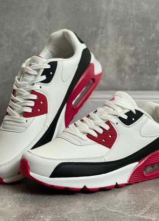 Чоловічі кросівки білі із чорними та червоними вставками air max