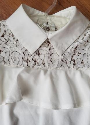 Нарядная белая блуза на девочку блузка школьная 1465 фото