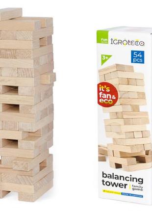 Дженга деревянная настольная игра башня-балансир 54 элемента igroteco