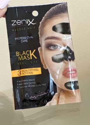Черная очищающая маска-пленка для лица с углем zenix, 15 г1 фото