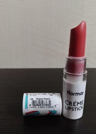 Кремова губна помада flormar creme lipstick 03 (playful peach/персик)