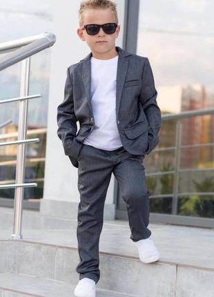 Трендовый костюм дитячий пиджак + брюки, итальянская костюмная ткань высокого качества6 фото