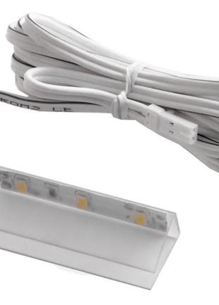 Кліпса світлодіодна пластикова для підсвітки скляних полиць 12v/dc 0.72w тепло біле світло, білий провід ledua1 фото