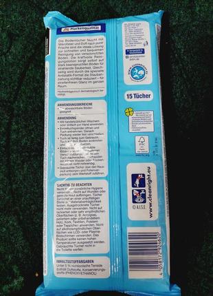 Влажные салфетки для уборки dm denkmit feuchte bodentucher 15шт (германия)