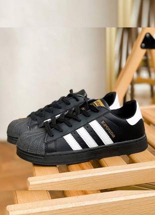 Розкішні кросівки унісекс adidas superstar black white чорні з білим 36-45 р