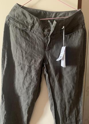 Новые льняные брюки цвета хаки от mac jeans 100 % лен  на высокий рост2 фото