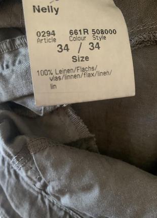 Новые льняные брюки цвета хаки от mac jeans 100 % лен  на высокий рост5 фото