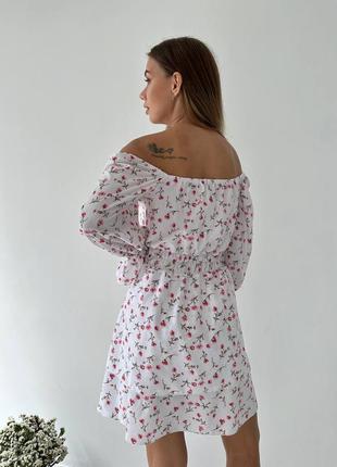 Жіноча елегантна ніжна біла сукня з квітковим принтом тренд 20233 фото