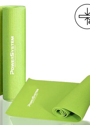 Килимок для йоги та фітнесу power system ps-4014 pvc fitness-yoga mat green (173x61x0.6)