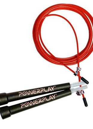 Скакалка швидкісна powerplay 4202 ultra speed rope червона (2,9m.)