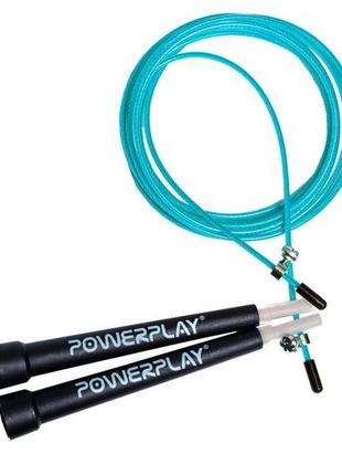 Скакалка швидкісна powerplay 4202 ultra speed rope бірюзова (2,9m.)