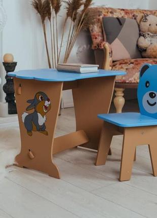 Детский столик и стульчик синий. крышка облачко6 фото