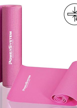 Килимок для йоги та фітнесу power system ps-4014 pvc fitness yoga mat pink (173x61x0.6)