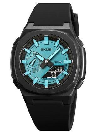 Мужские наручные кварцевые (электронные) часы skmei 2091bkltbubk black-blue black