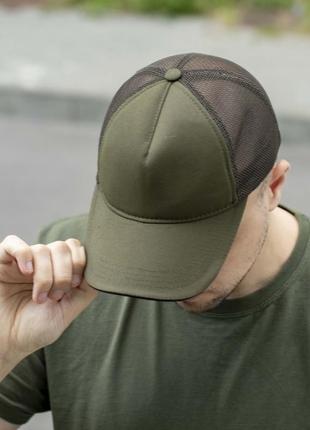 Мужска кепка бейсболка хаки без логотипов на липучке размер 55-59 унисекс3 фото