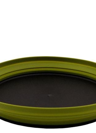 Тарілка tramp плоска силіконова з пластиковим дном олива 1070 мол (trc-124-oliva)