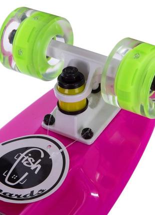 Скейтборд пенни penny led wheels fish sport trade sk-405-5 розовый-белый-салатовый3 фото