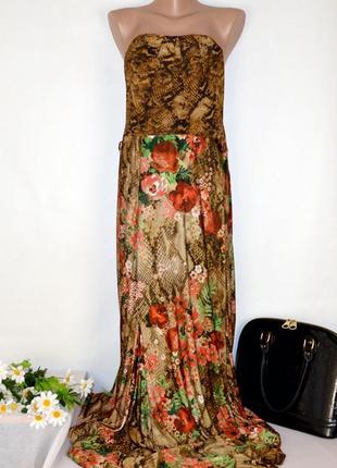 Брендовое вечернее нарядное макси платье бюстье mango марокко принт цветы этикетка3 фото