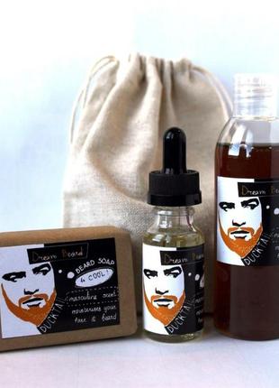 Dream beard чоловічий подарунковий набір по догляду за бородою для зростання масло шампунь-мило2 фото