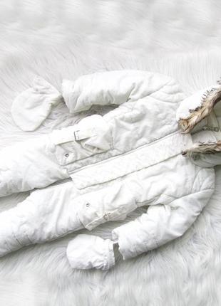 Теплый комбинезон человечек ромпер с капюшоном и варежками cleux