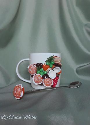 Чашка и ложка из полимерной глины