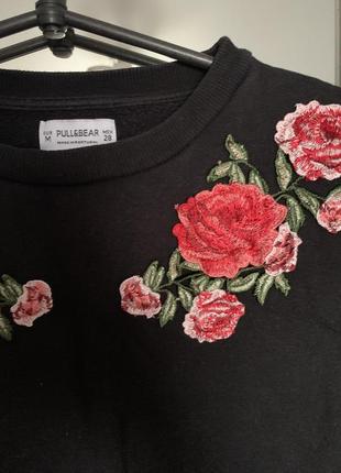 Кофта чорна вишита pull&bear2 фото