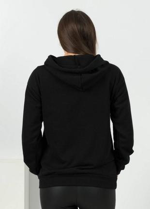 Стильное черное худи с капюшоном надписью оверсайз спортивная кофта свитшот2 фото