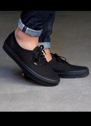 Кеды vans authentic mono black текстиль ванс венсы черные