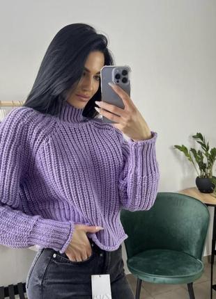 Лавандовый фиолетовый вязаный свитер мирор h&amp;m1 фото