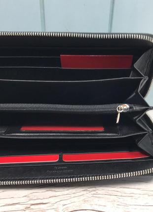 Женский кожаный кошелёк на молнии lison kaoberg чёрный красный жіночий шкіряний гаманець6 фото