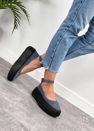 Женские замшевые туфли (цвет: джинс)2 фото