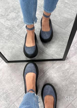 Женские замшевые туфли (цвет: джинс)4 фото
