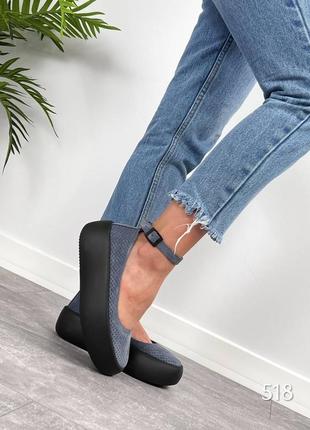 Женские замшевые туфли (цвет: джинс)5 фото