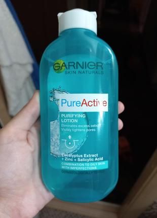 Тонік для лиця від прищів та чорних цяток  garnier pure active
