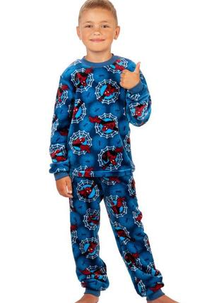 Махровая пижама детская бэтмен, теплая плюшевая пижама марвел, домашний теплый комплект велсофт для мальчиков4 фото
