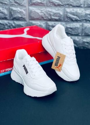 Кроссовки женские puma basket white, стильные белые кроссовки пума