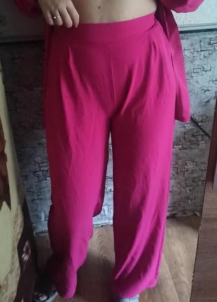 Модный трендовый брючный костюм розовый, фуксия m, l8 фото