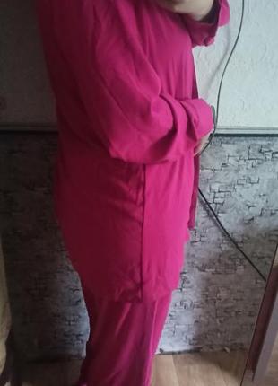 Модный трендовый брючный костюм розовый, фуксия m, l7 фото