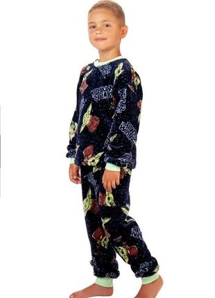 Махровая пижама детская бэтмен, теплая плюшевая пижама марвел, домашний теплый комплект велсофт для мальчиков7 фото