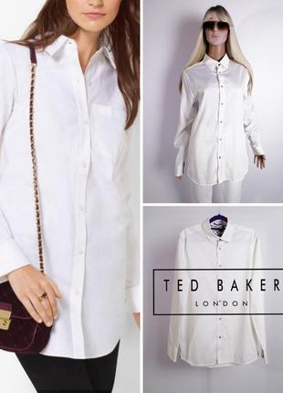 Белая хлопковая рубашка шикарного бренда ted baker