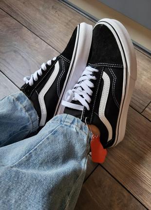 Женские кеды черные с белым vans old skool4 фото